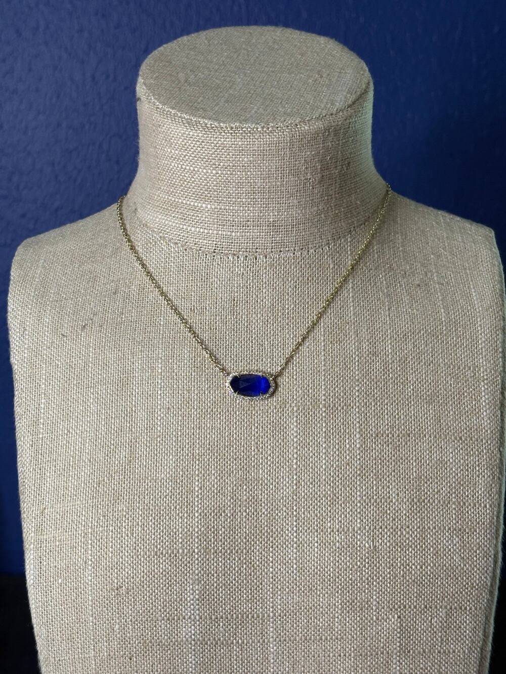 Kendra Scott Elisa Pendant Necklace • Silver + Cobalt Cat’s Eye • EUC